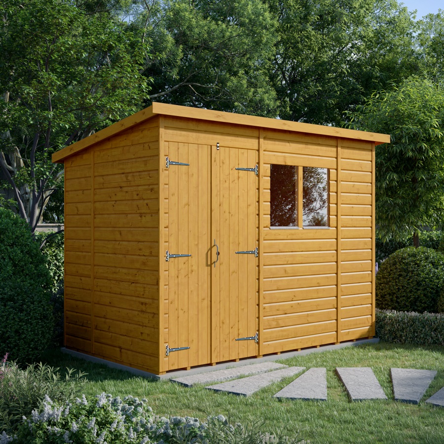 10x6 Pent Shed - Double Door, Windowed