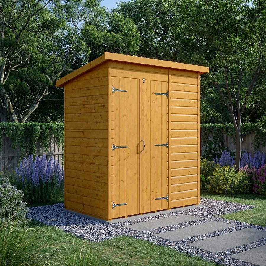 6x4 Pent Shed - Double Door, Windowless