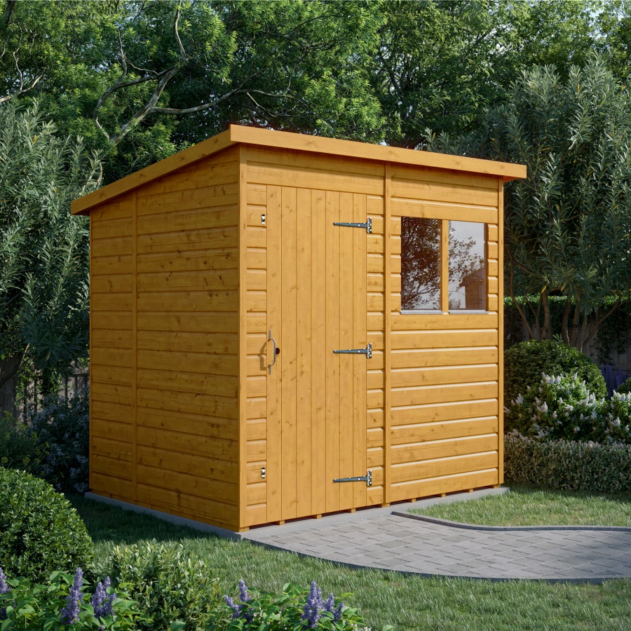 8x6 Pent Shed - Single Door, Windowed