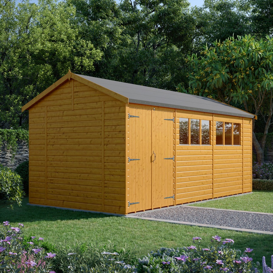 20x10 Apex Workshop - Double Door Left, Windowed
