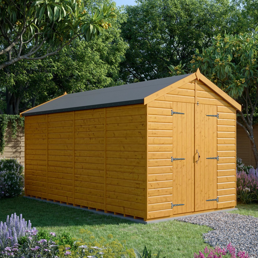 16x8 Apex Shed - Double Door, Windowless