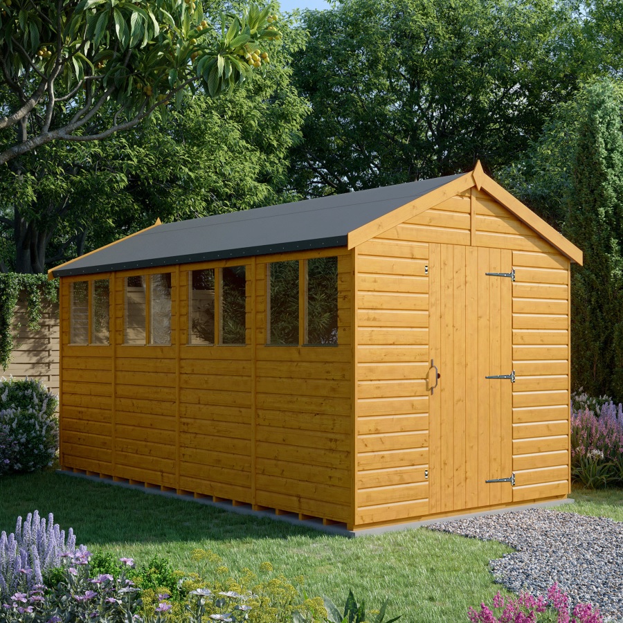 16x8 Apex Shed - Single Door, Windowed