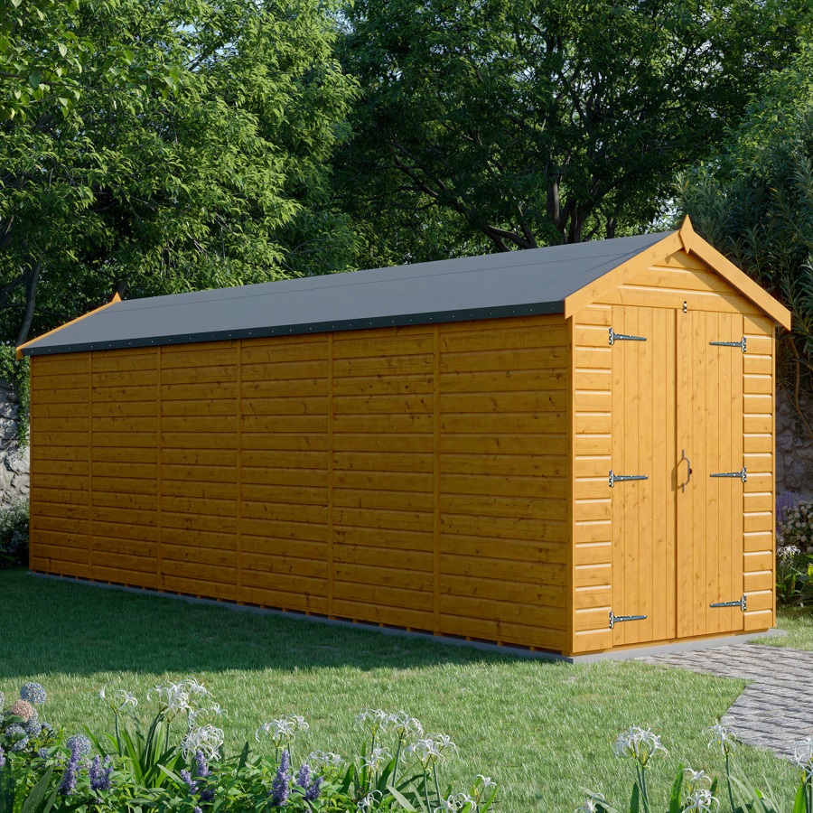 24x6 Apex Shed - Double Door, Windowless