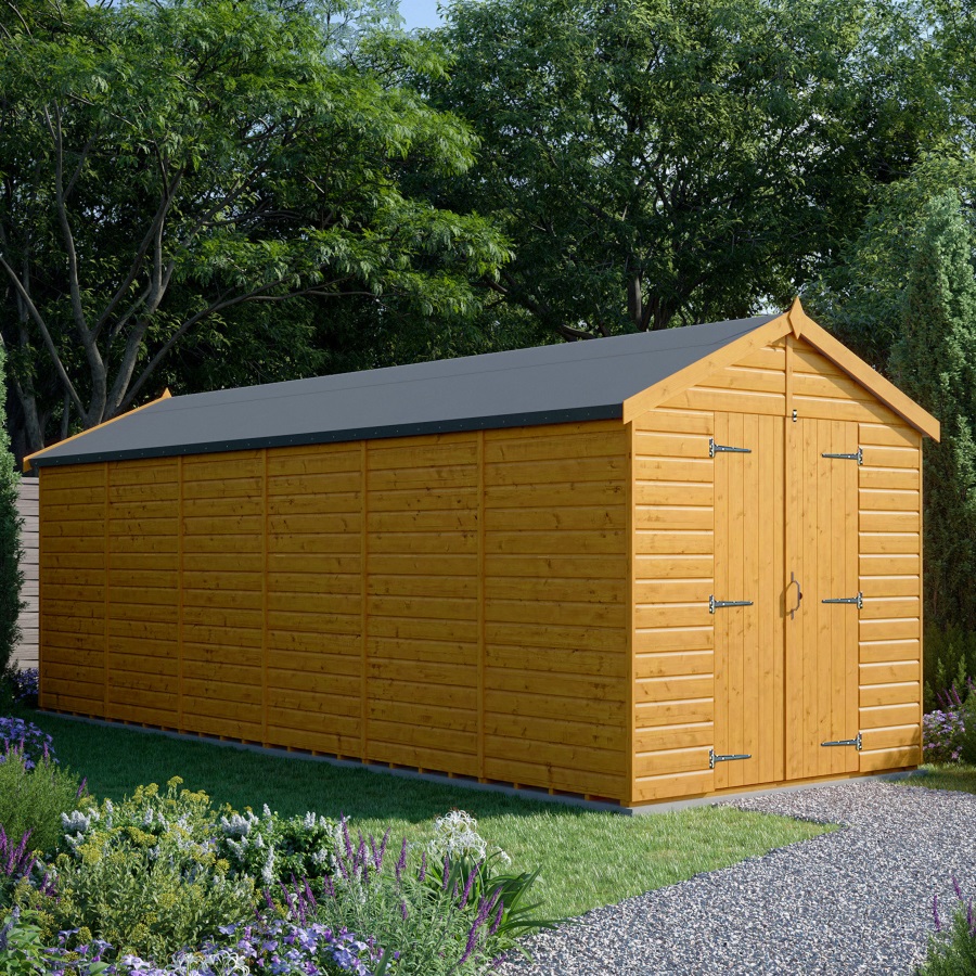 24x8 Apex Shed - Double Door, Windowless
