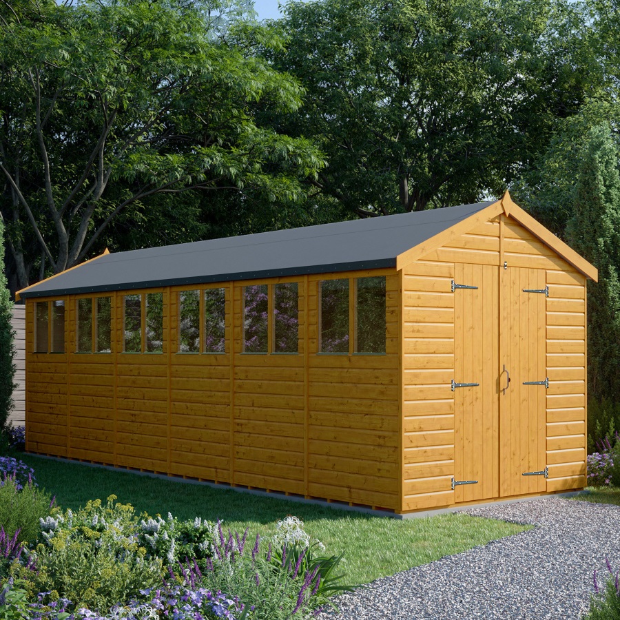 24x8 Apex Shed - Double Door, Windowed