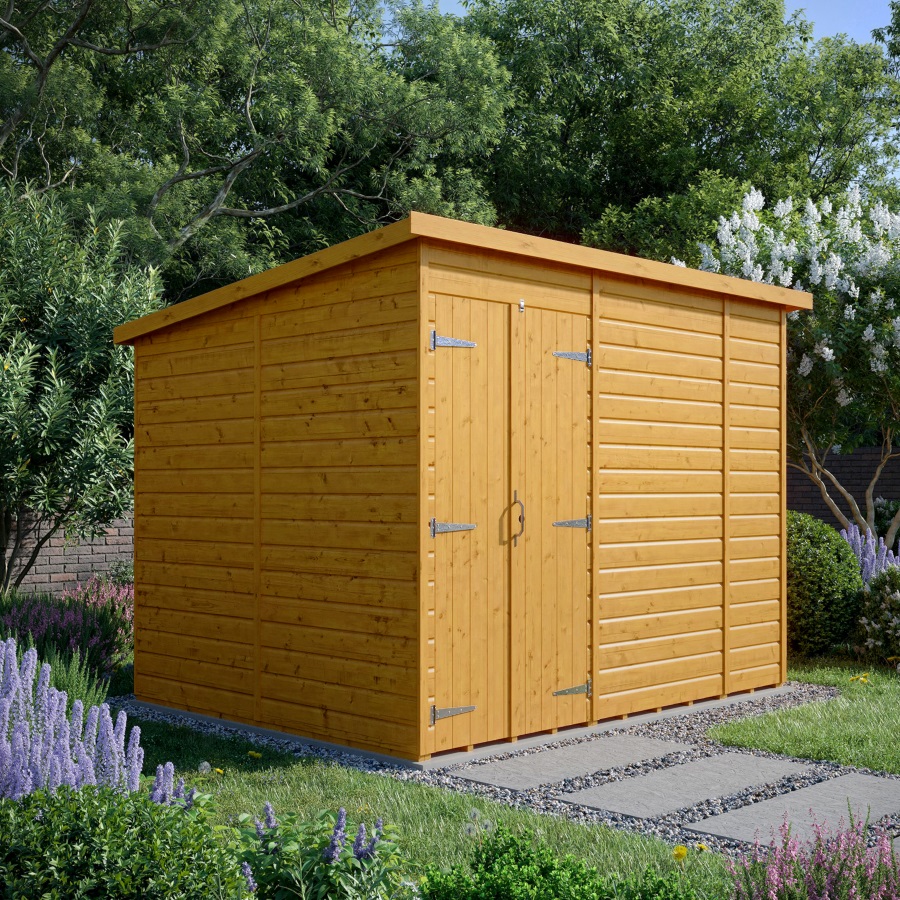 10x8 Pent Shed - Double Door, Windowless