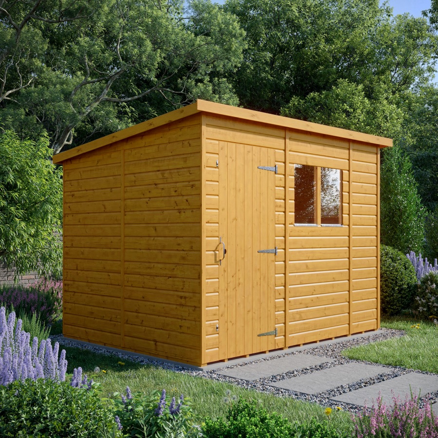 10x8 Pent Shed - Single Door, Windowed