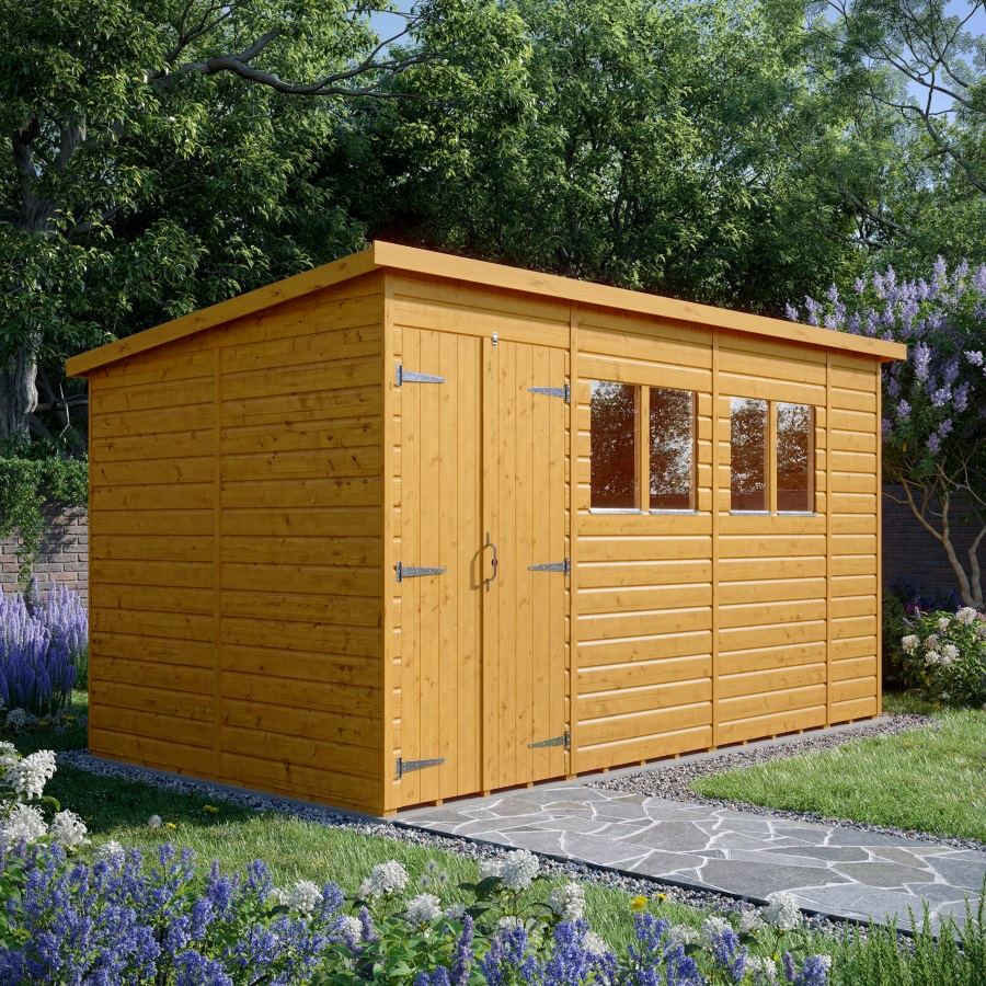 14x8 Pent Shed - Double Door, Windowed