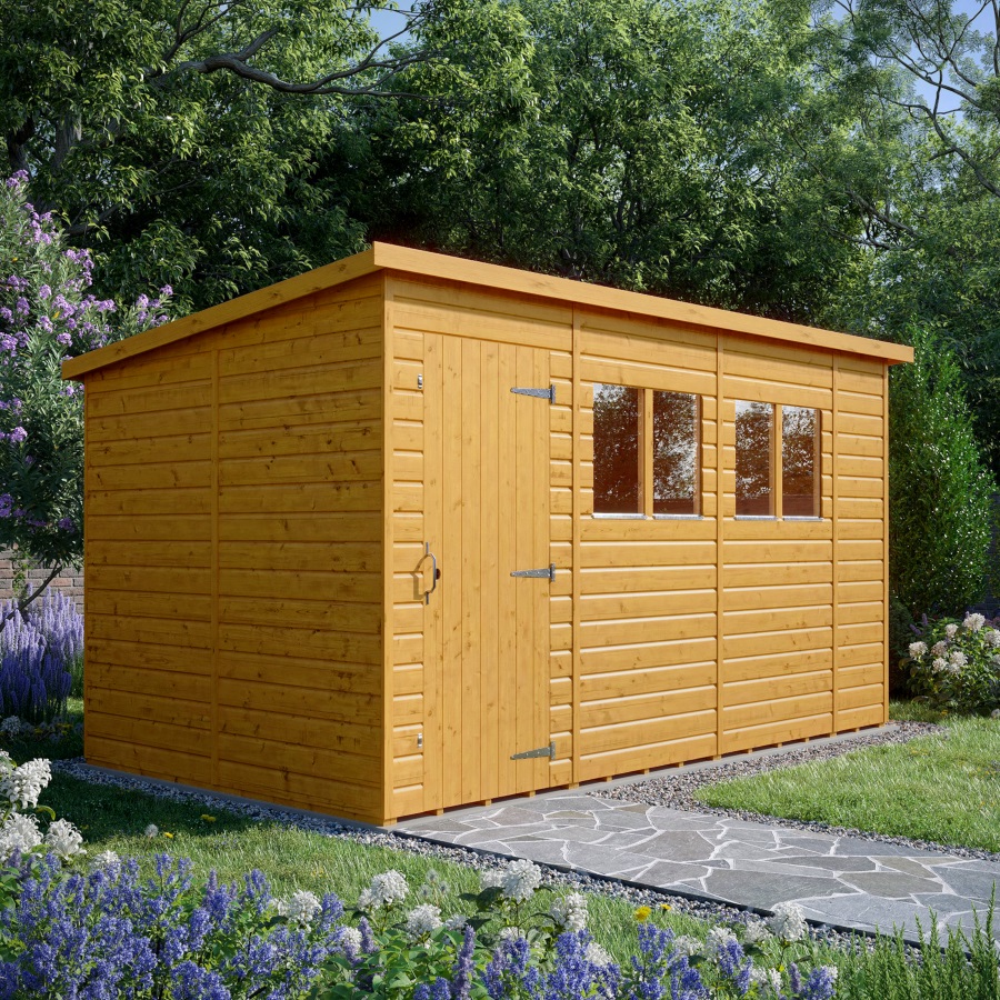 14x8 Pent Shed - Single Door, Windowed