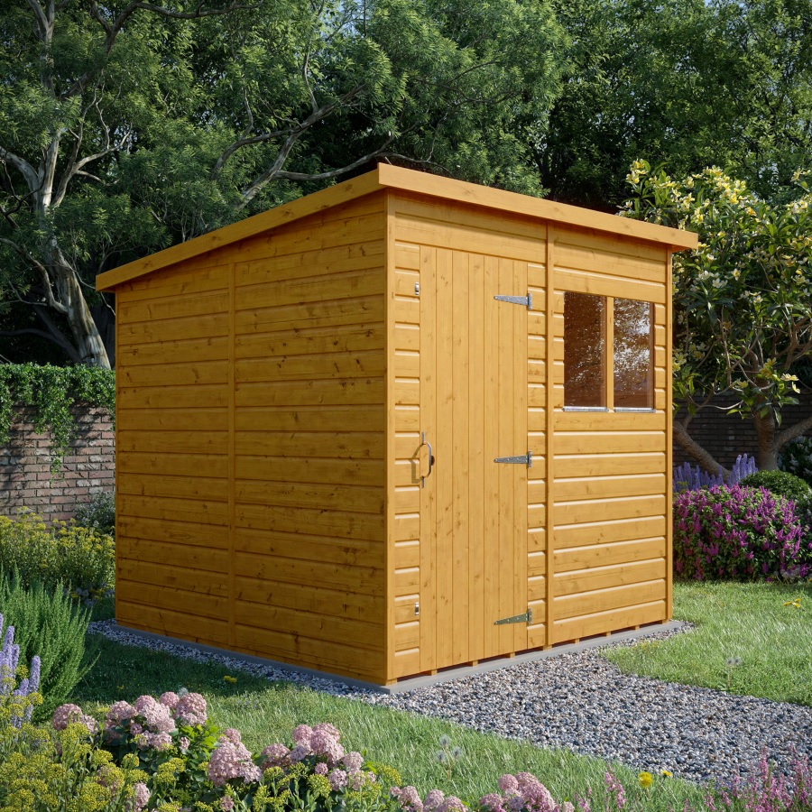 8x8 Pent Shed - Single Door, Windowed